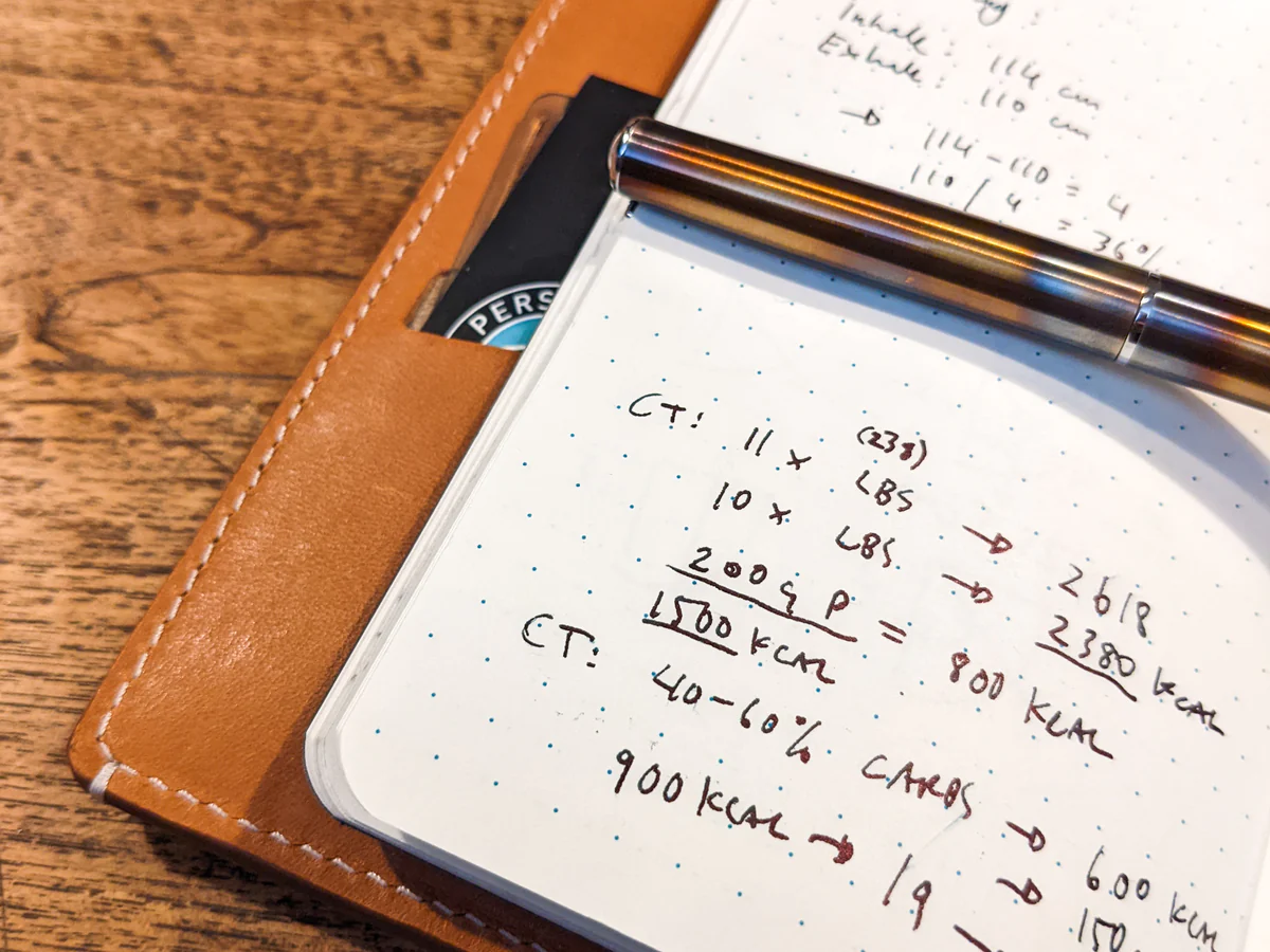 The picture shows a page from the Wndsn XPD Explorer’s Notebook inside the Papa Wallet by Thousand Yard Studio