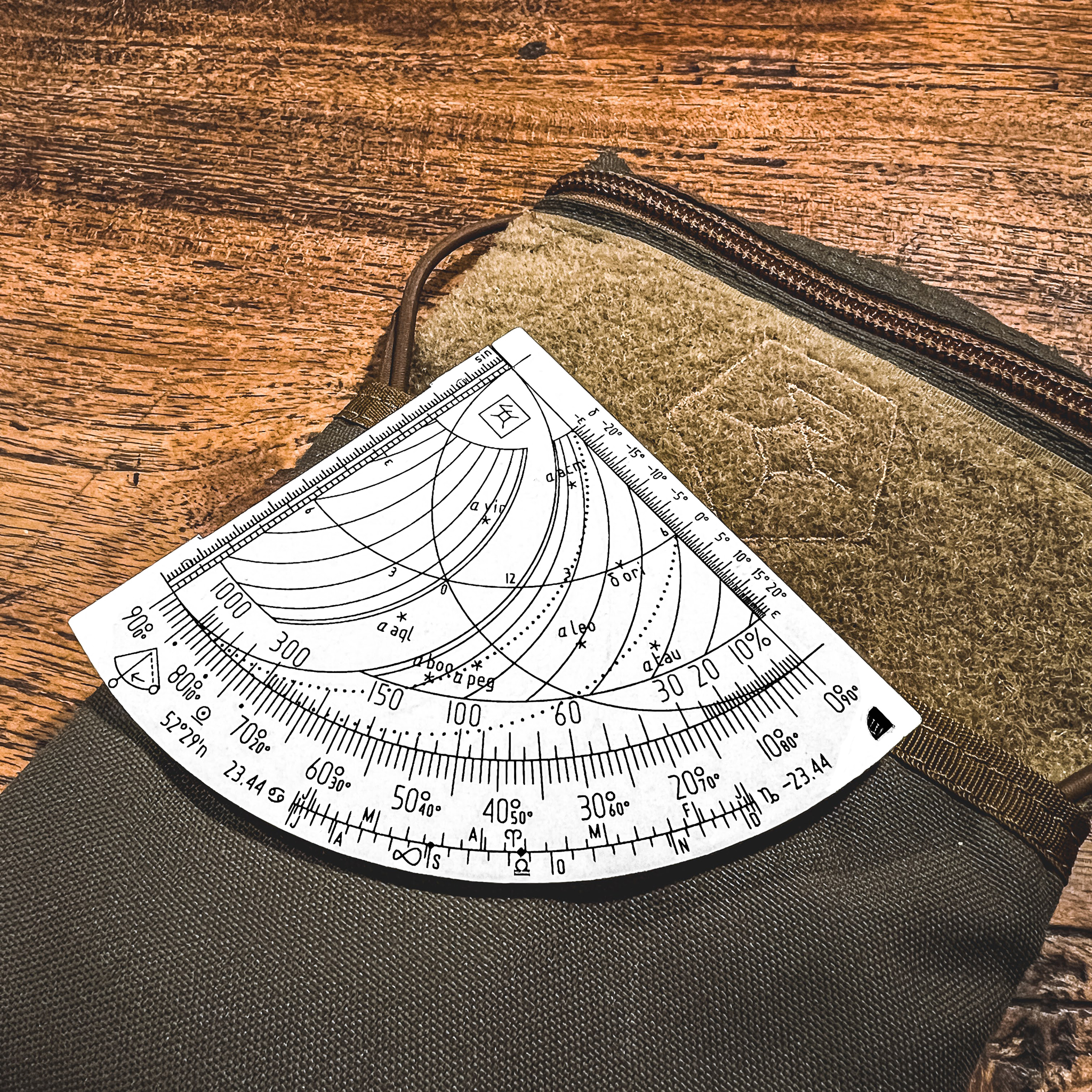 Eight navigational stars on a custom Latitude Quadrant