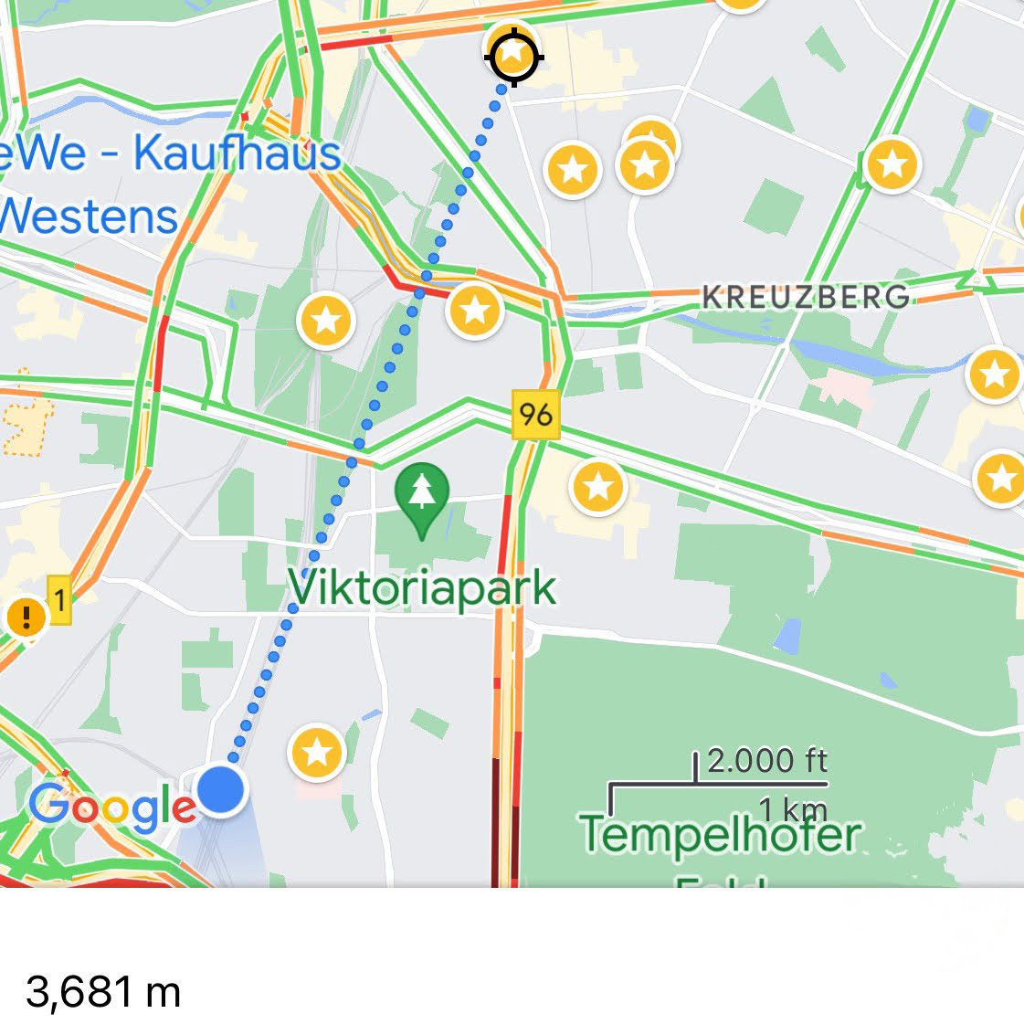 Google Maps shows a distance of 3,681 m.